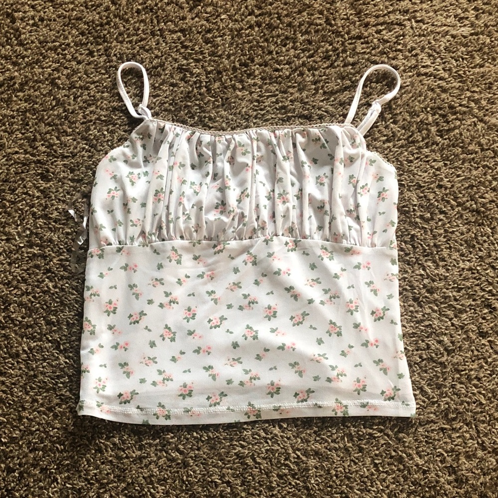 Floral Chiffon Cropped Tank